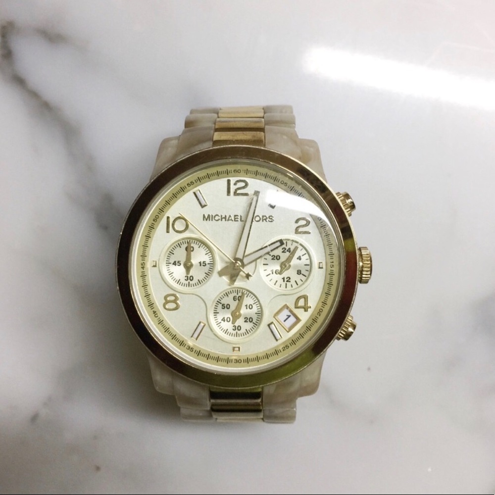 Michael Kors Gold And Cream Horn Watch
